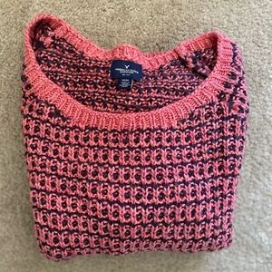 American Eagle Pink and Navy Sweater - Size Medium
